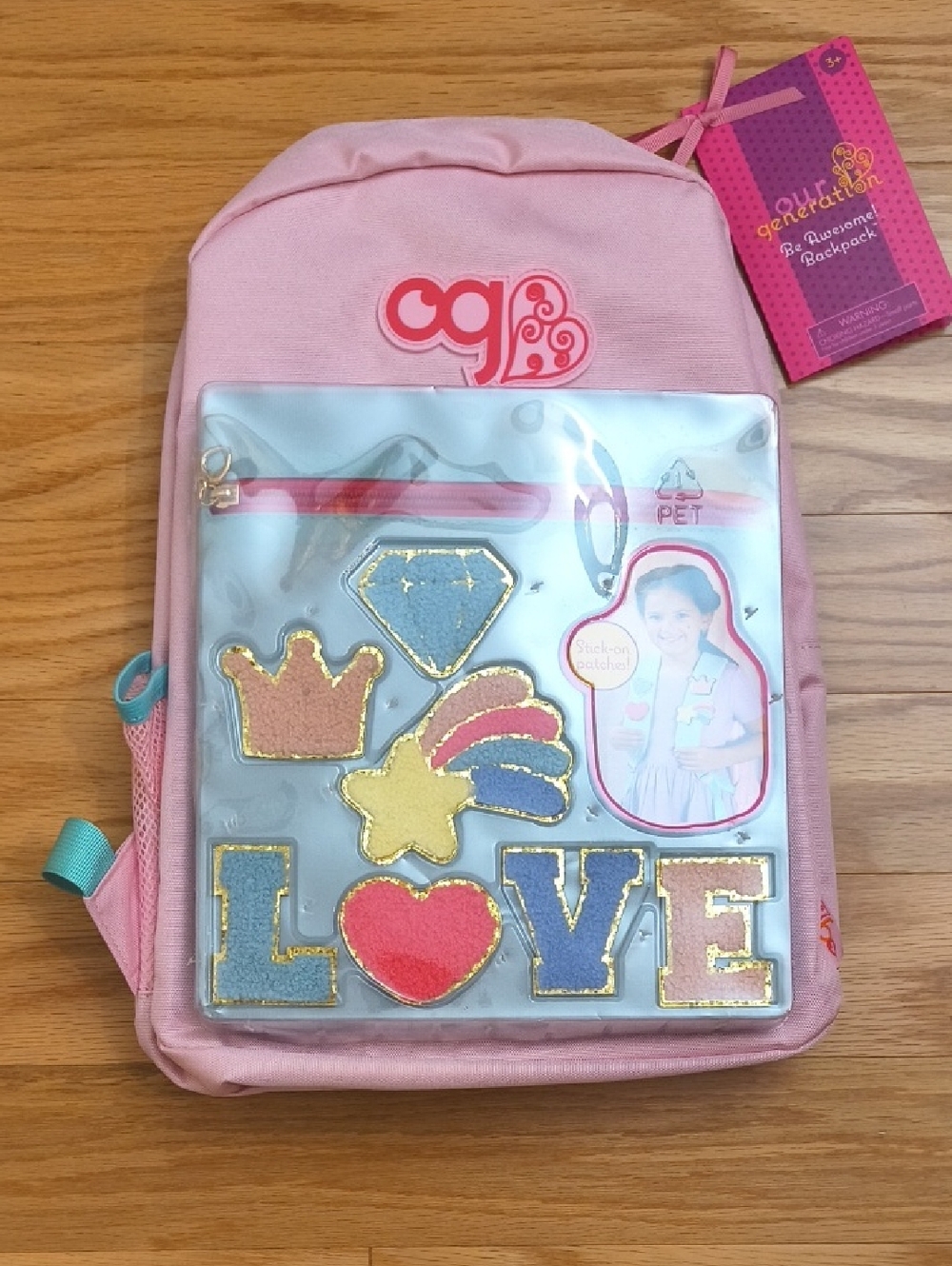 Our Generation Kids Backpack w/ Stick On Patches 11x15 NWT